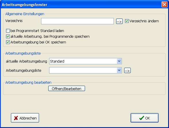 Arbeitsumgebungsfenster